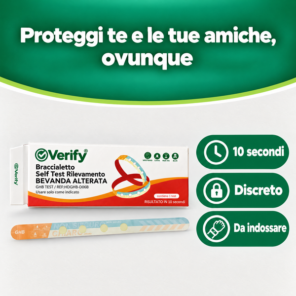 Verify® Braccialetto Self Test Rilevamento Bevanda Alterata – carosello informativo, slide 7 di 7